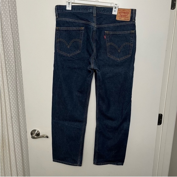 Men's Levi's® 505™ Regular Jeans Dark Blue Wash Size W36 L30 excellent condition - Picture 3 of 5